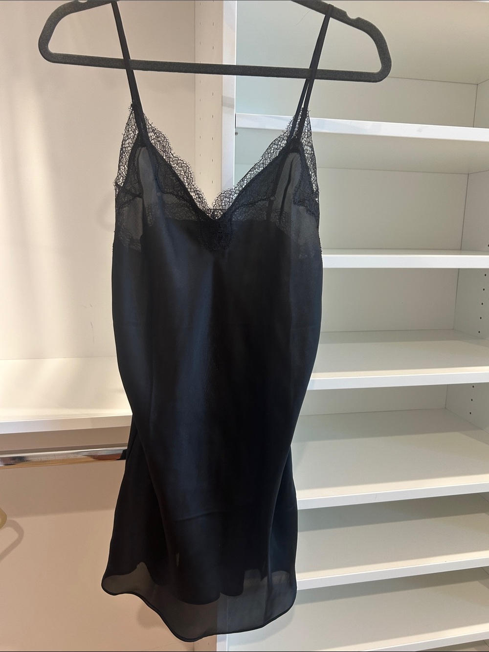 Victoria's Secret Sexy Black Lace Satin Slip Nightgown Pajama Dress XS